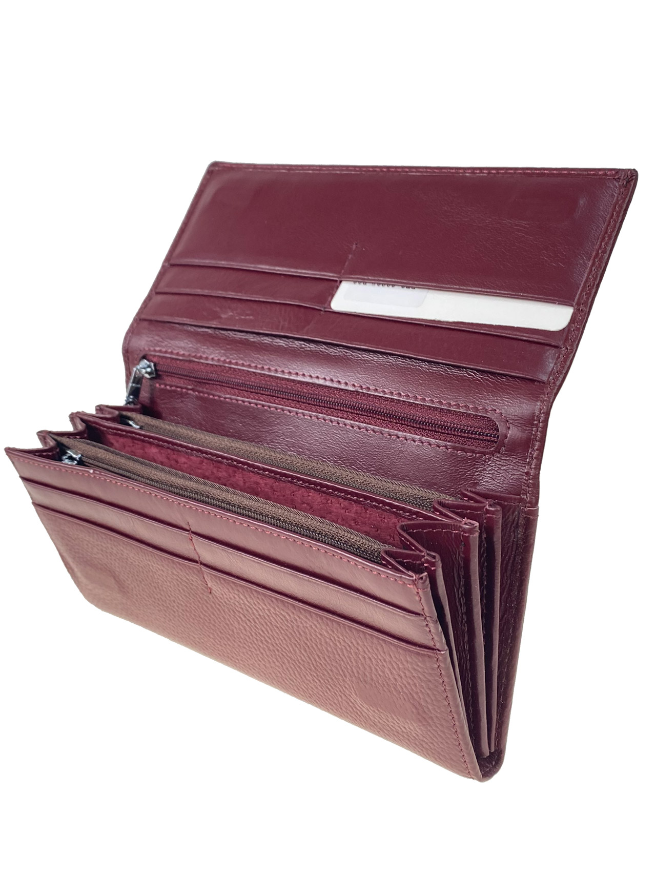 На фото 2 - Женский кошелёк-портмоне из мягкой натуральной кожи, цвет бордовый