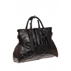 На фото 1 - Модная женская сумка из натуральной кожи, цвет черный