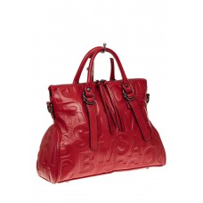 На фото 1 - Модная женская сумка из натуральной кожи, цвет красный