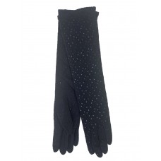 На фото 1 - Элегантные длинные женские перчатки из хлопка, цвет черный