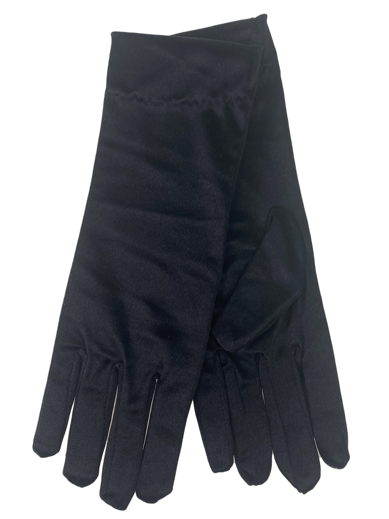 На фото 1 - Элегантные атласные женские перчатки, цвет черный