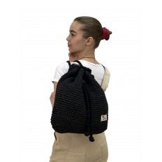 На фото 2 - Сумка-рюкзак плетеная из джута, цвет черный