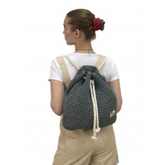 На фото 3 - Сумка-рюкзак плетеная из джута, цвет серый