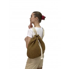 На фото 1 - Сумка-рюкзак плетеная из джута, цвет крафт
