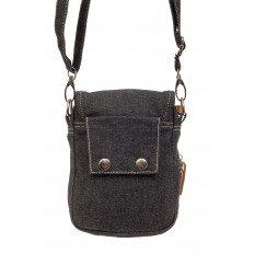 На фото 3 - Маленькая мужская сумка через плечо из джинсы, цвет темно-серый
