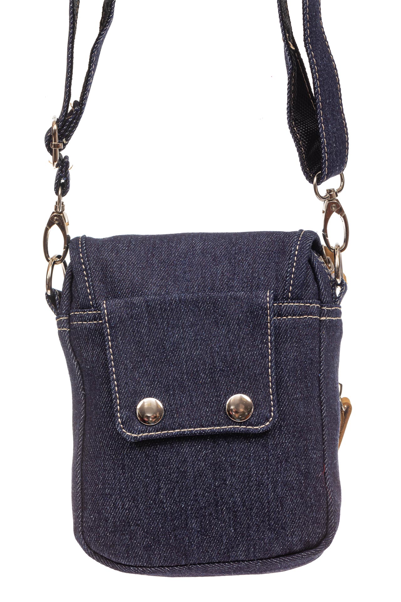 На фото 3 - Маленькая мужская сумка через плечо из джинсы, цвет синий