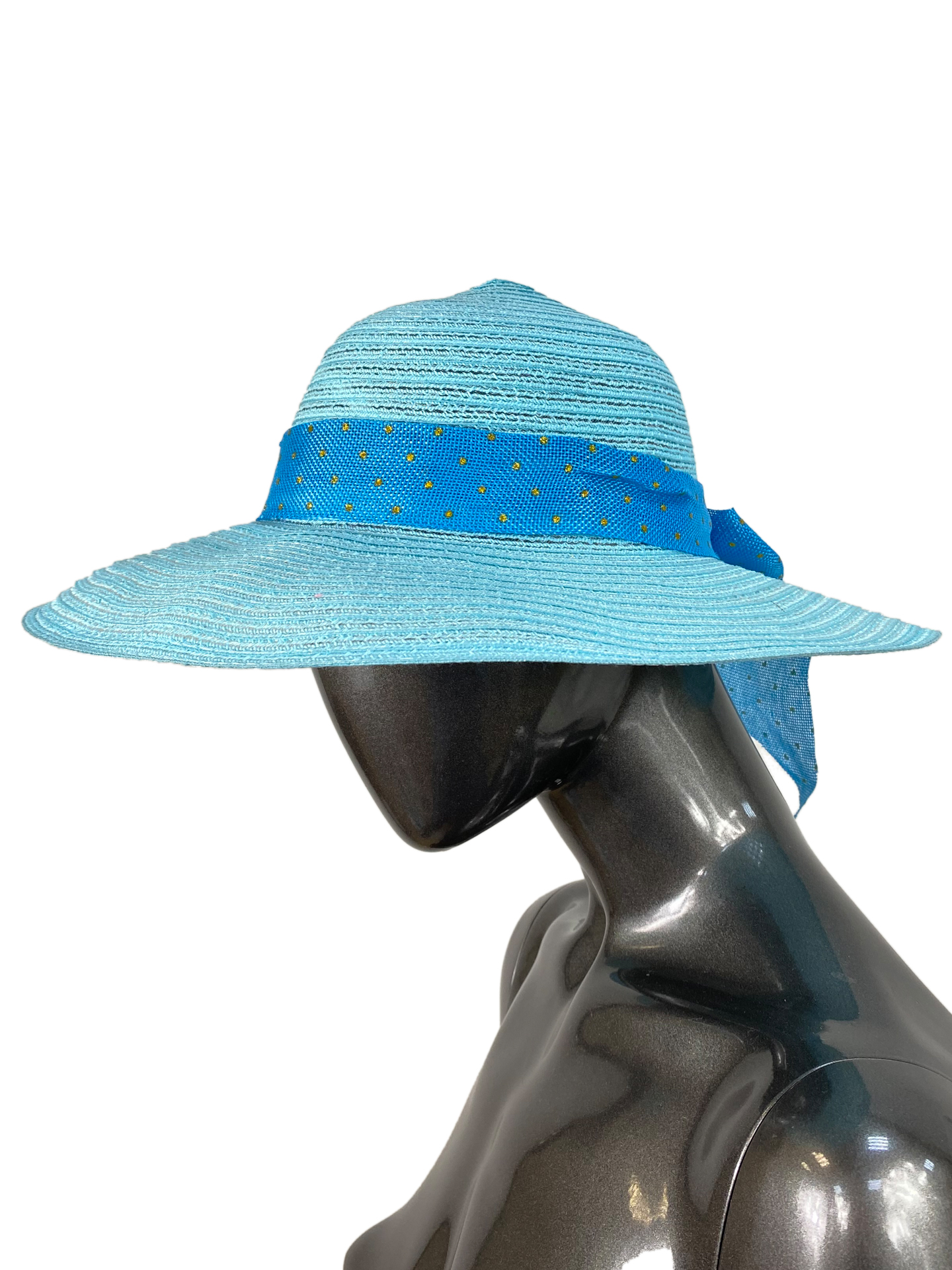 На фото 1 - Летняя женская шляпа, цвет голубой