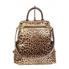 На фото 2 - Женский рюкзак из кожи с леопардовым принтом