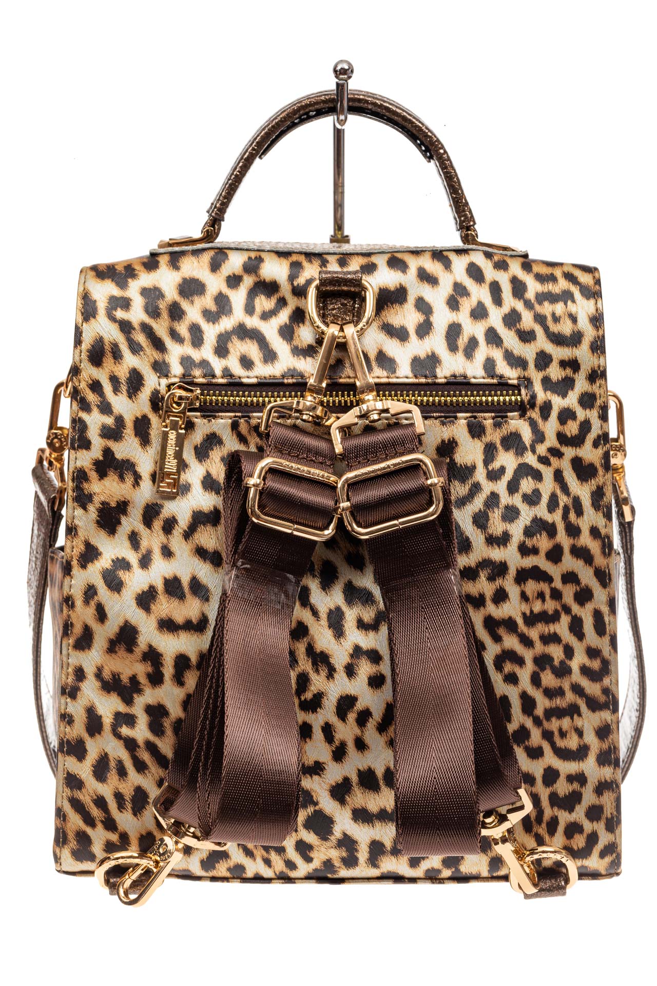 На фото 3 - Женский рюкзак из искусственной и натуральной кожи с леопардовым принтом