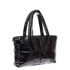На фото 3 - Вместительная сумка из искусственной кожи, цвет черный