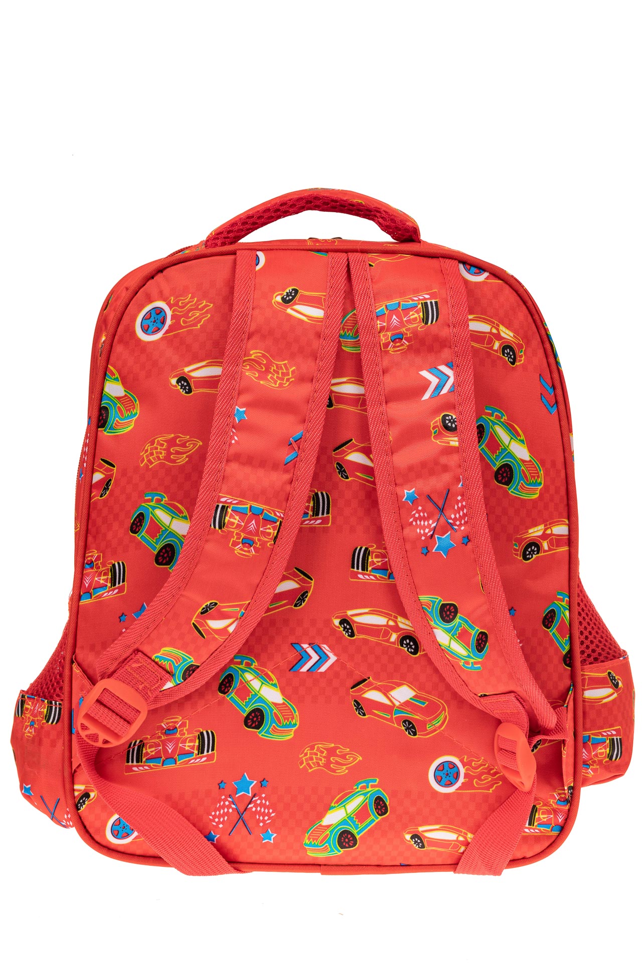 На фото 2 - Большой вместительный рюкзак с аппликацией, цвет красный