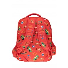 На фото 2 - Большой вместительный рюкзак с аппликацией, цвет красный