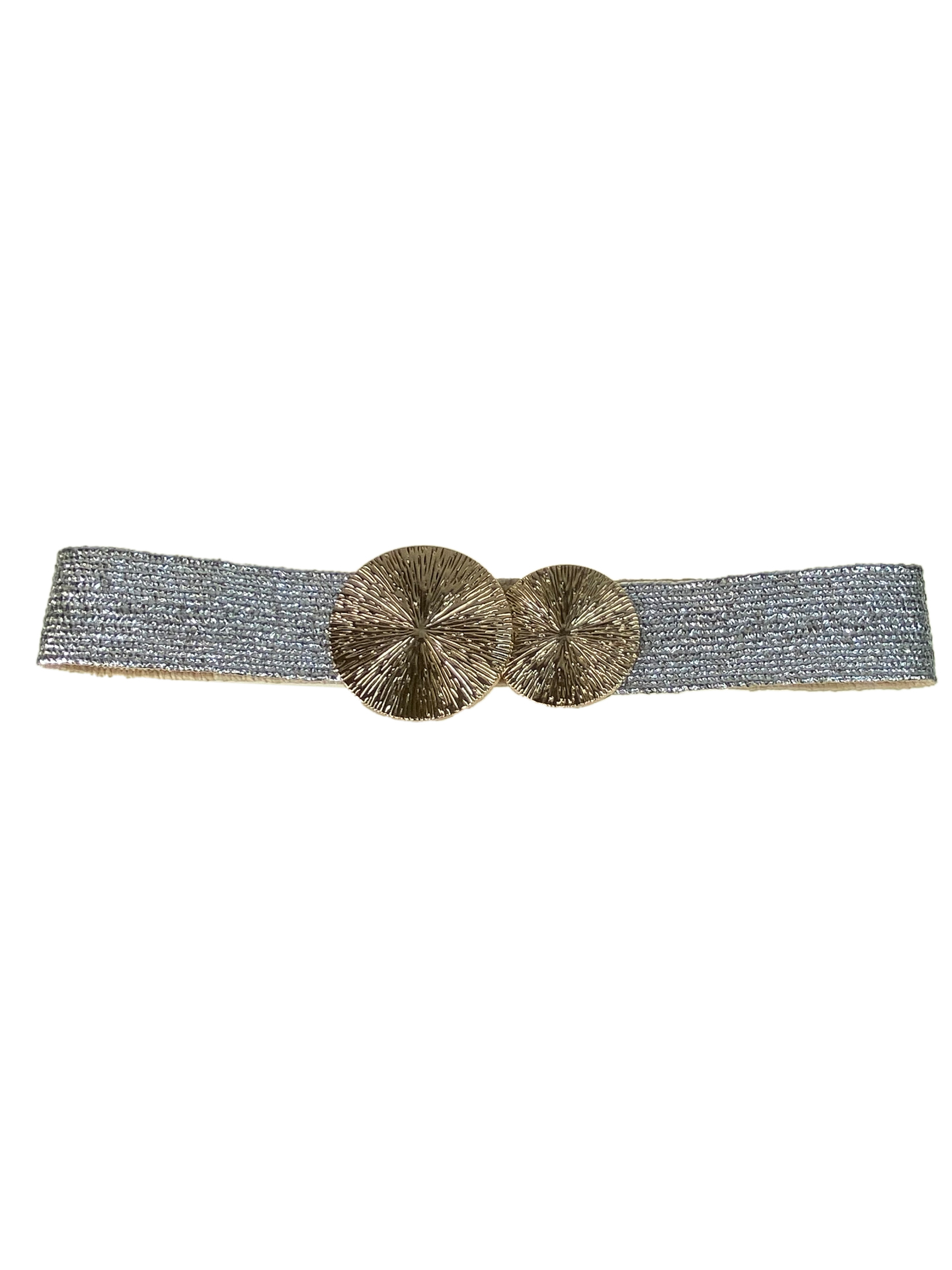 На фото 1 - Широкий эластичный  пояс резинка на талию, цвет серебро