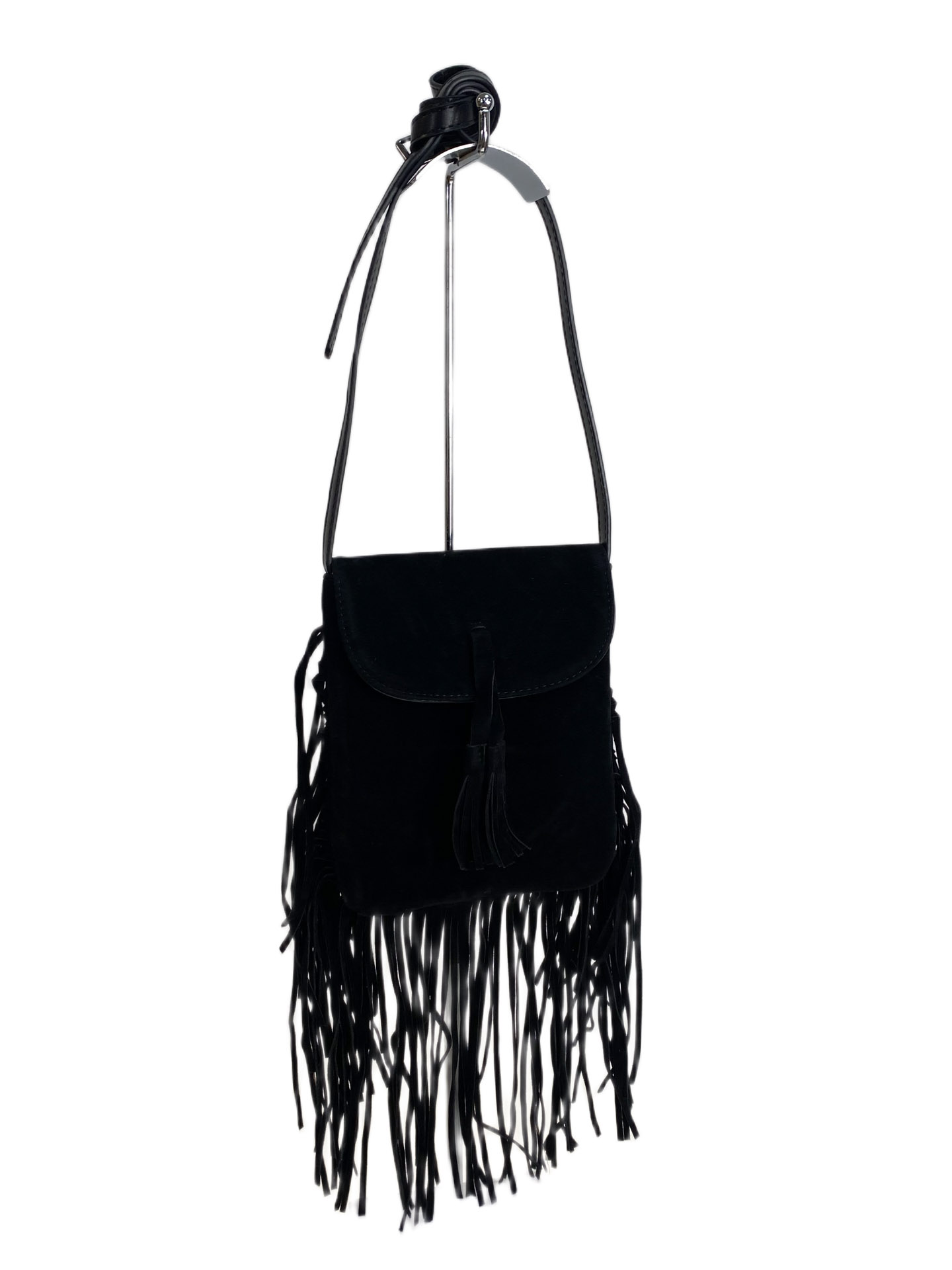 На фото 1 - Женская сумка из искусственной замши, цвет черный