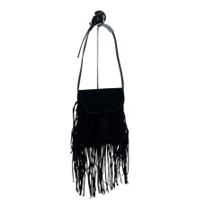 На фото 1 - Женская сумка из искусственной замши, цвет черный