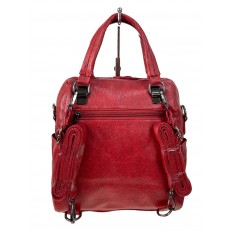 На фото 3 - Женская сумка-рюкзак из искусственной кожи, цвет красный