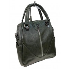 На фото 1 - Женская сумка-рюкзак из искусственной кожи, цвет зеленый