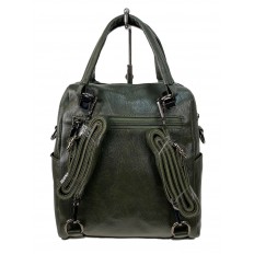 На фото 3 - Женская сумка-рюкзак из искусственной кожи, цвет зеленый