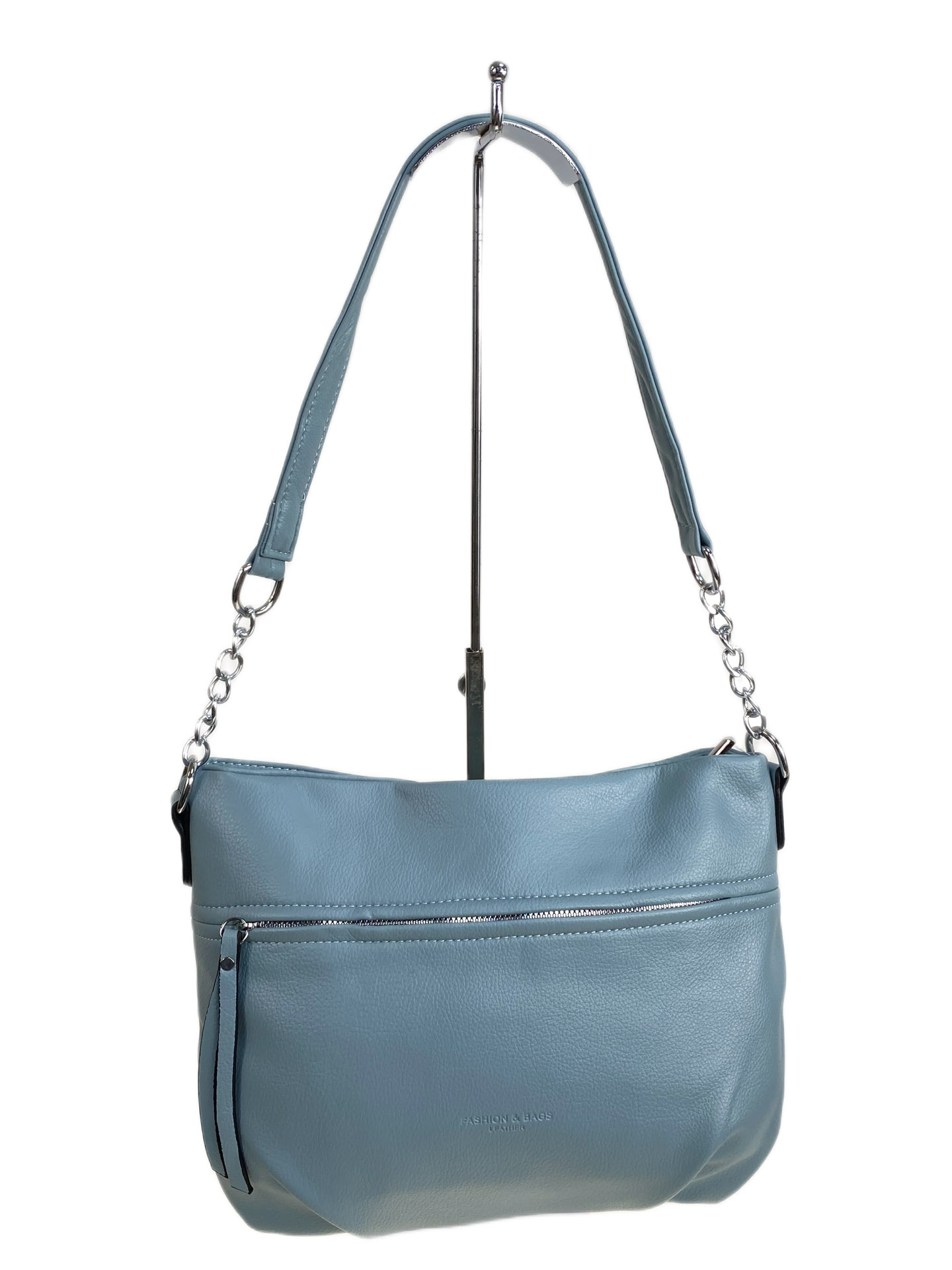 На фото 1 - Женская сумка из искусственной кожи, цвет голубой