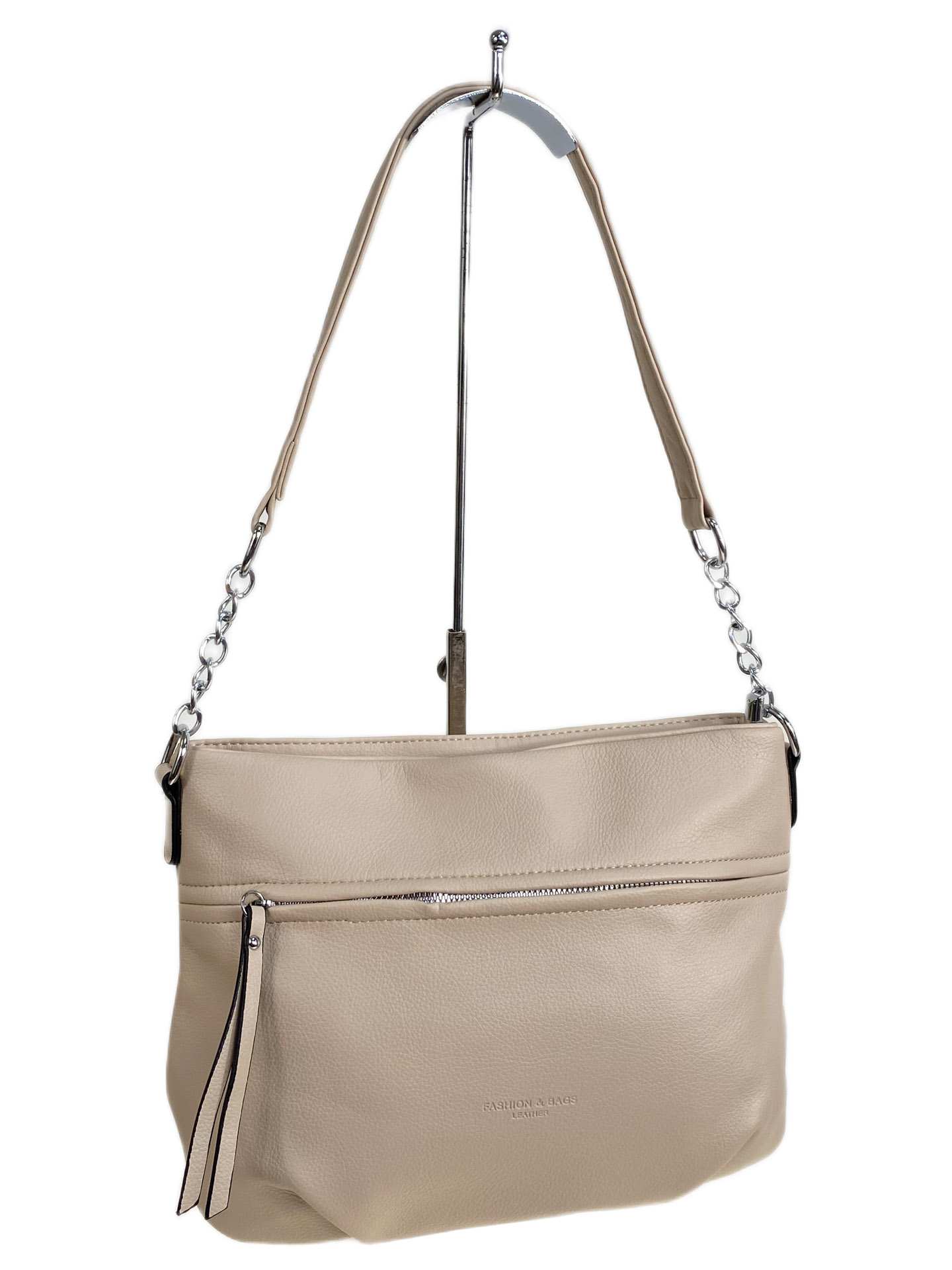 На фото 1 - Женская сумка из искусственной кожи, цвет молочный