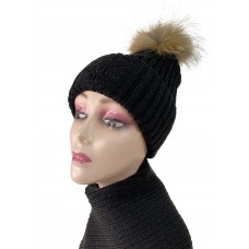 На фото 1 - Комплект шапка женская и снуд, цвет черный