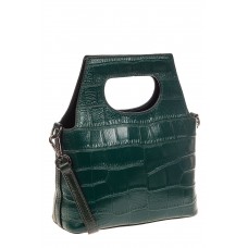 На фото 1 - Небольшая кожаная женская сумка под документы, цвет зеленый