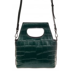 На фото 2 - Небольшая кожаная женская сумка под документы, цвет зеленый