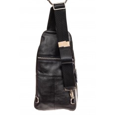На фото 2 - Мужская слинг-сумка из натуральной кожи, цвет черный