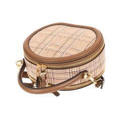 На фото 4 - Круглая сумка-коробочка из экокожи, цвет коричневый