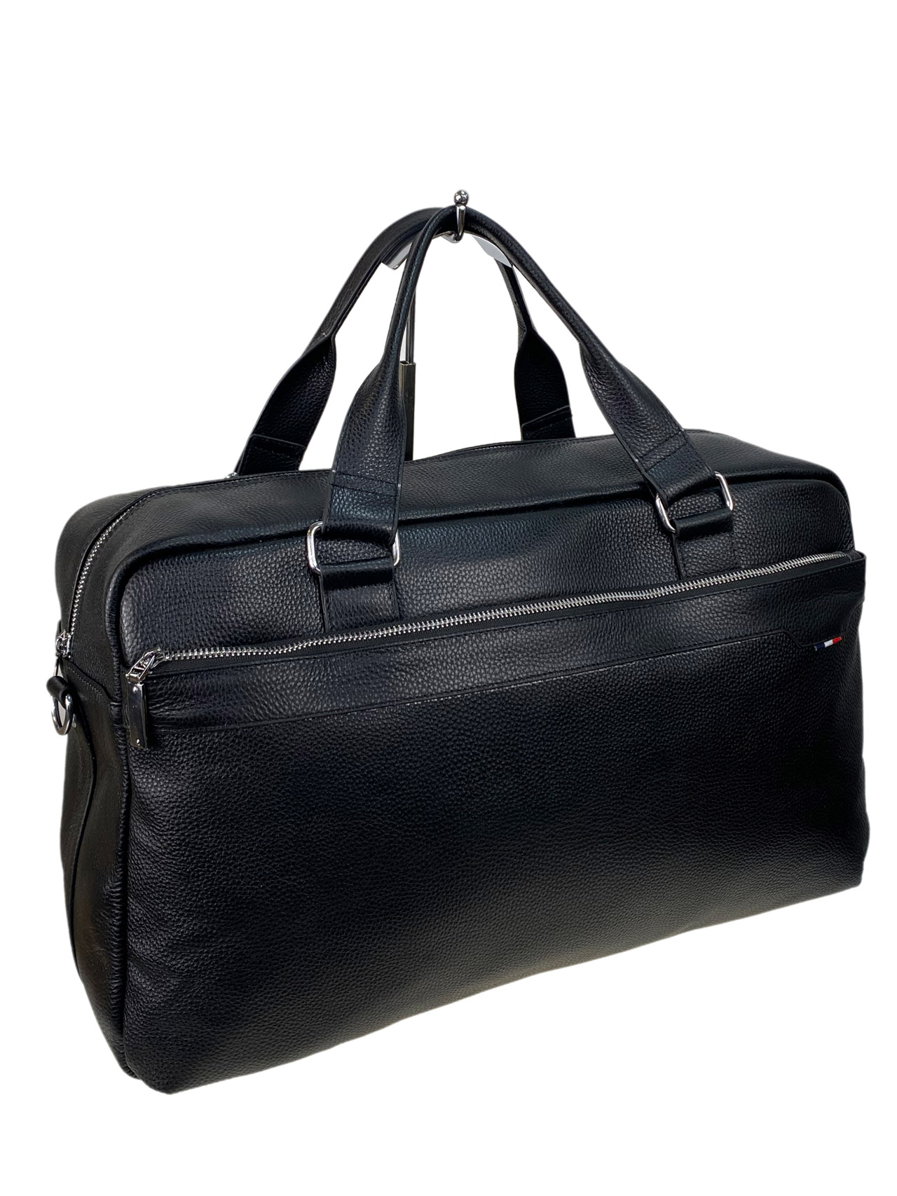 На фото 1 - Багажная сумка из натуральной кожи, цвет черный