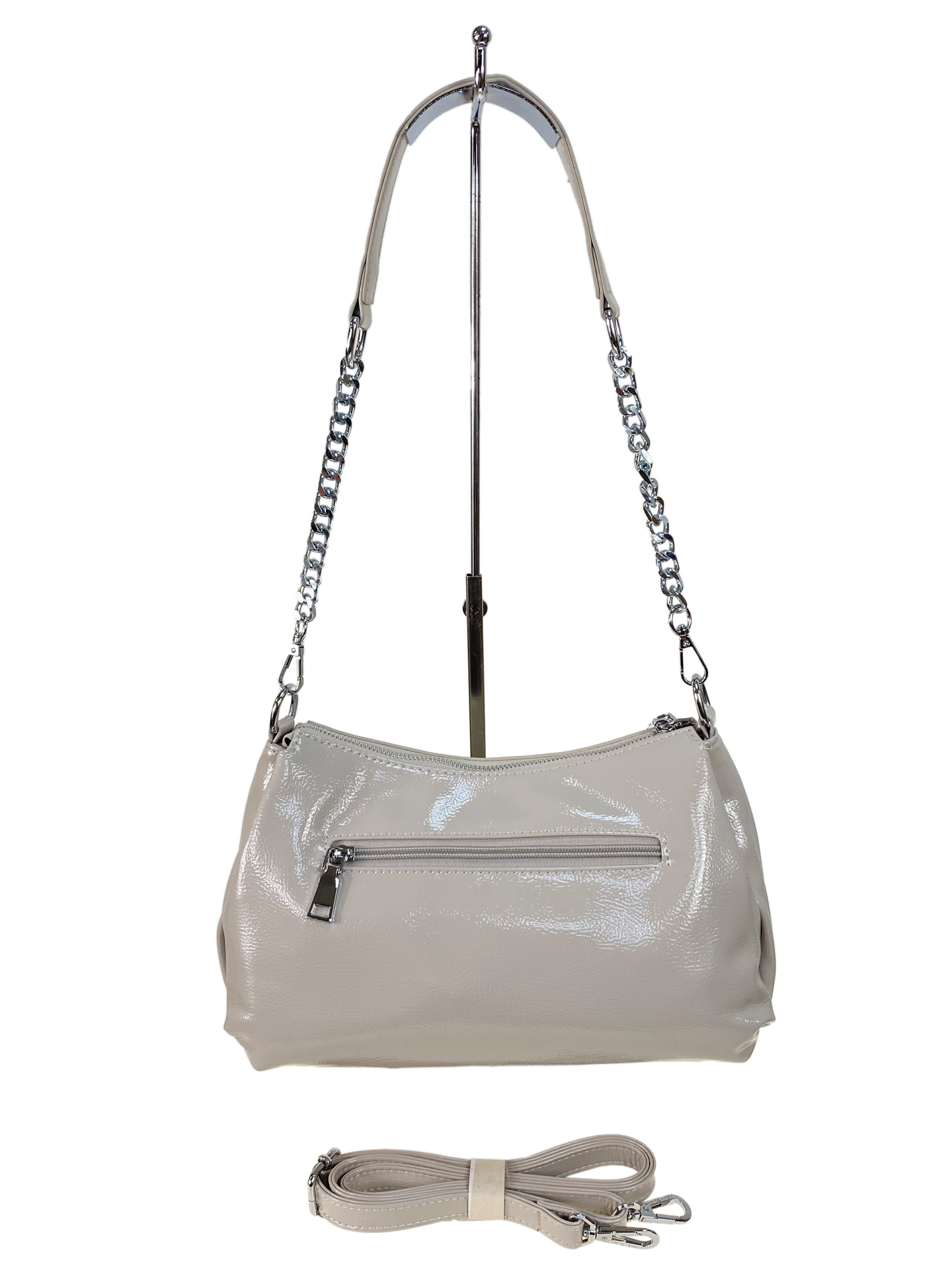 На фото 2 - Женская сумка из искусственной кожи, цвет бело-серый