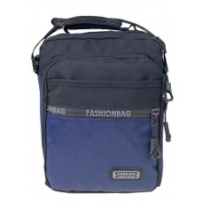 На фото 1 - Мужская сумка из текстиля, цвет черный с синим