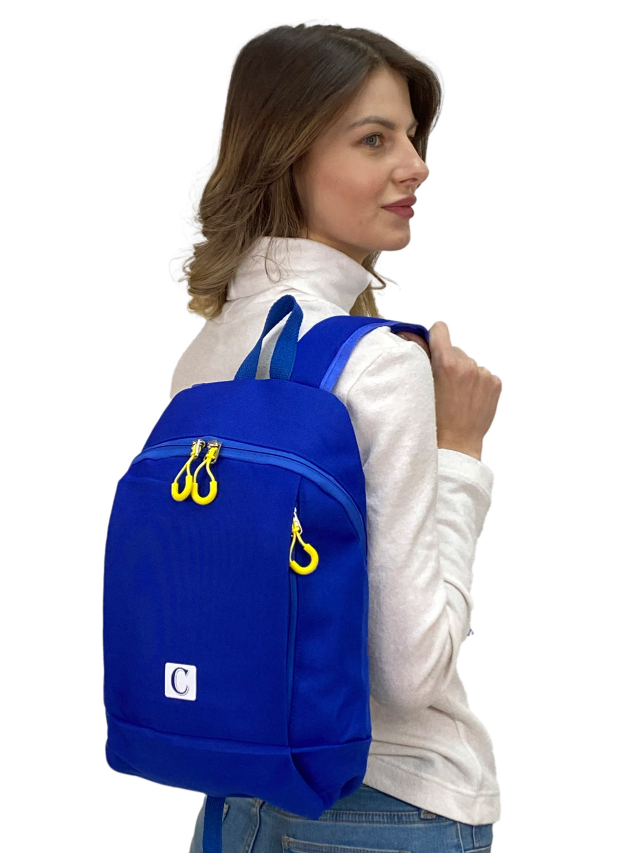 На фото 1 - Молодежный рюкзак из текстиля, цвет синий