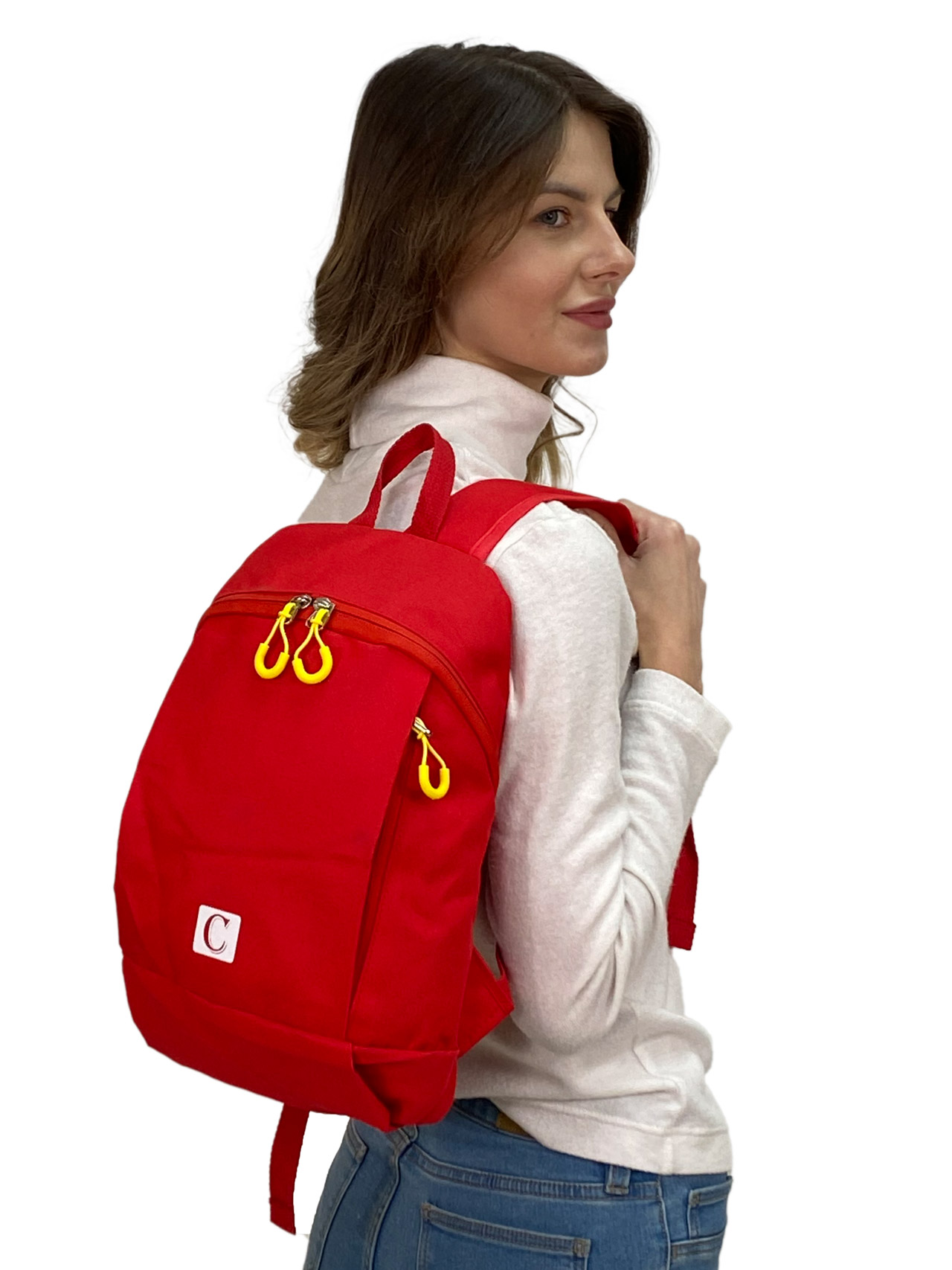 На фото 1 - Молодежный рюкзак из текстиля, цвет красный