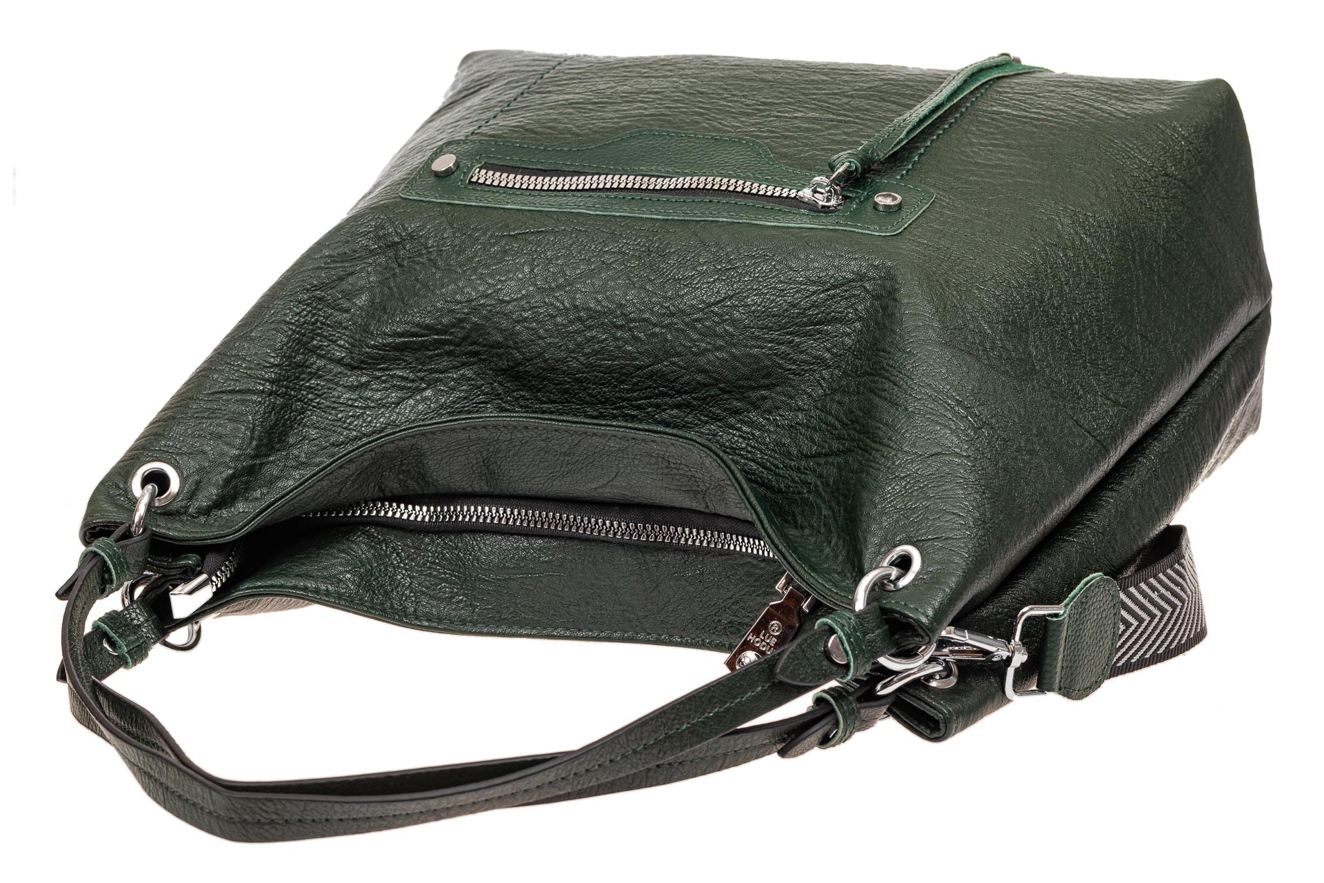 На фото 4 - Большая женская сумка из искусственной кожи, цвет зеленый