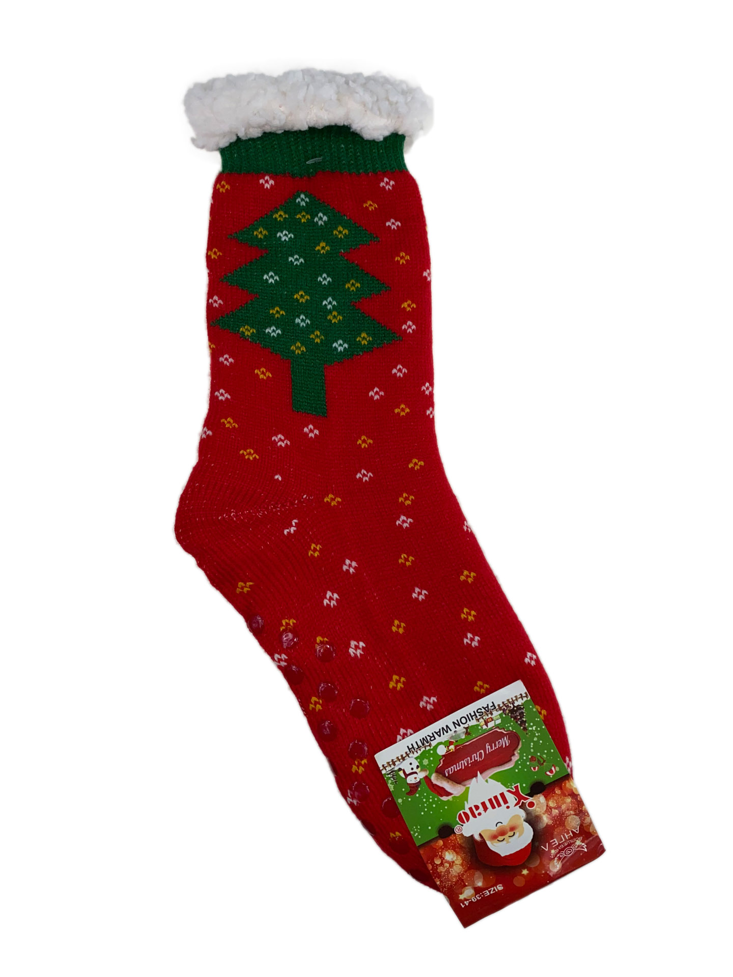 На фото 1 - Новогодние подарочные носки, цвет красный