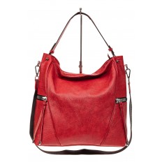 На фото 2 - Большая женская сумка из искусственной кожи, цвет красный