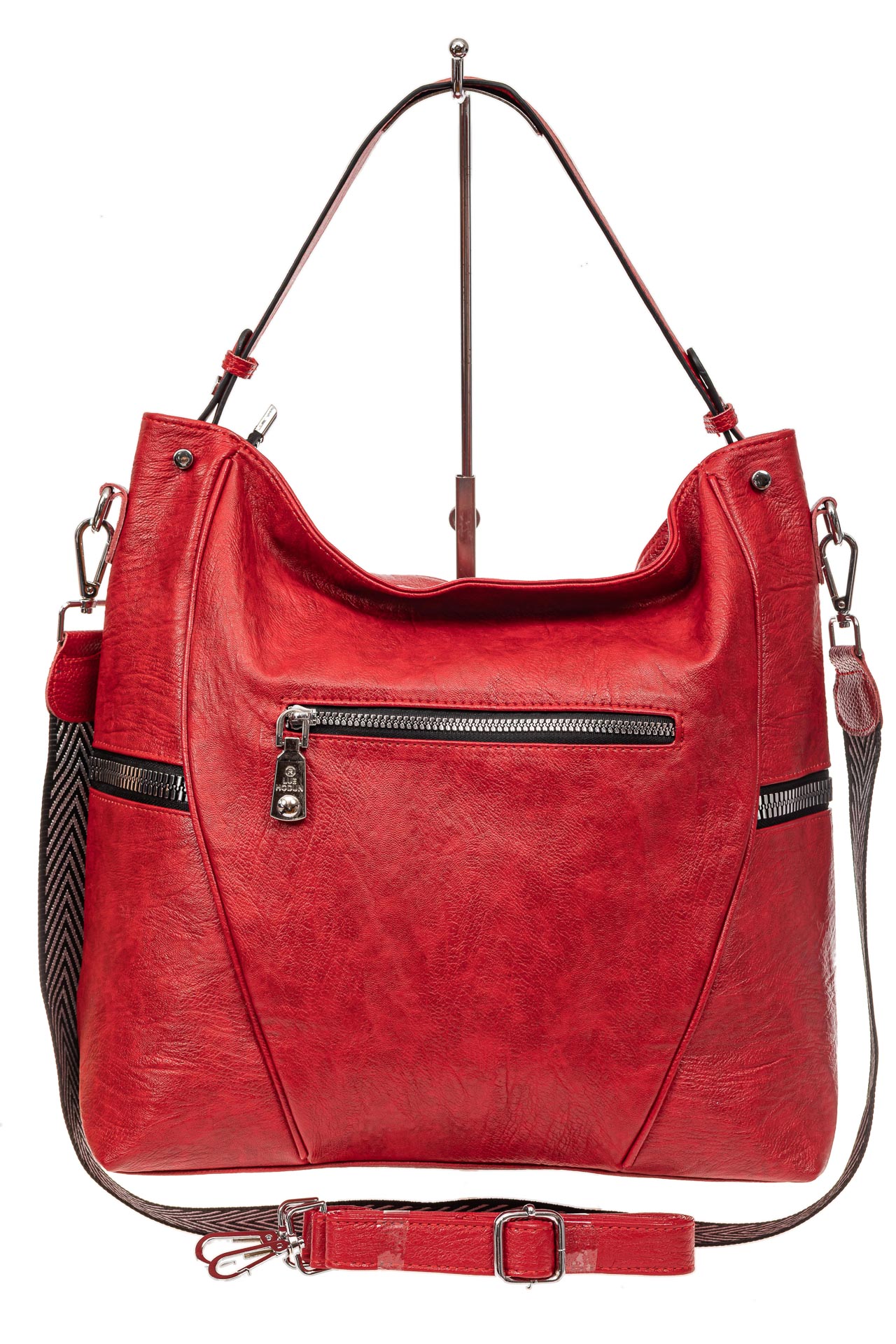 На фото 3 - Большая женская сумка из искусственной кожи, цвет красный