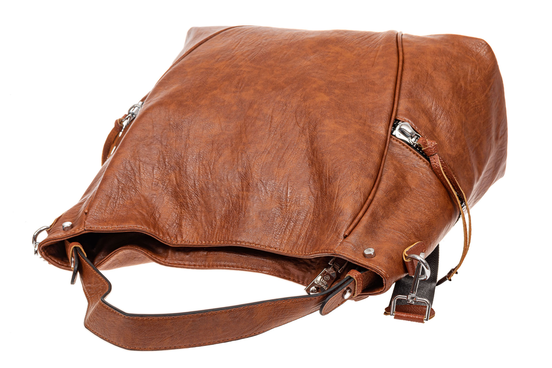 На фото 4 - Большая женская сумка из искусственной кожи, цвет коричневый