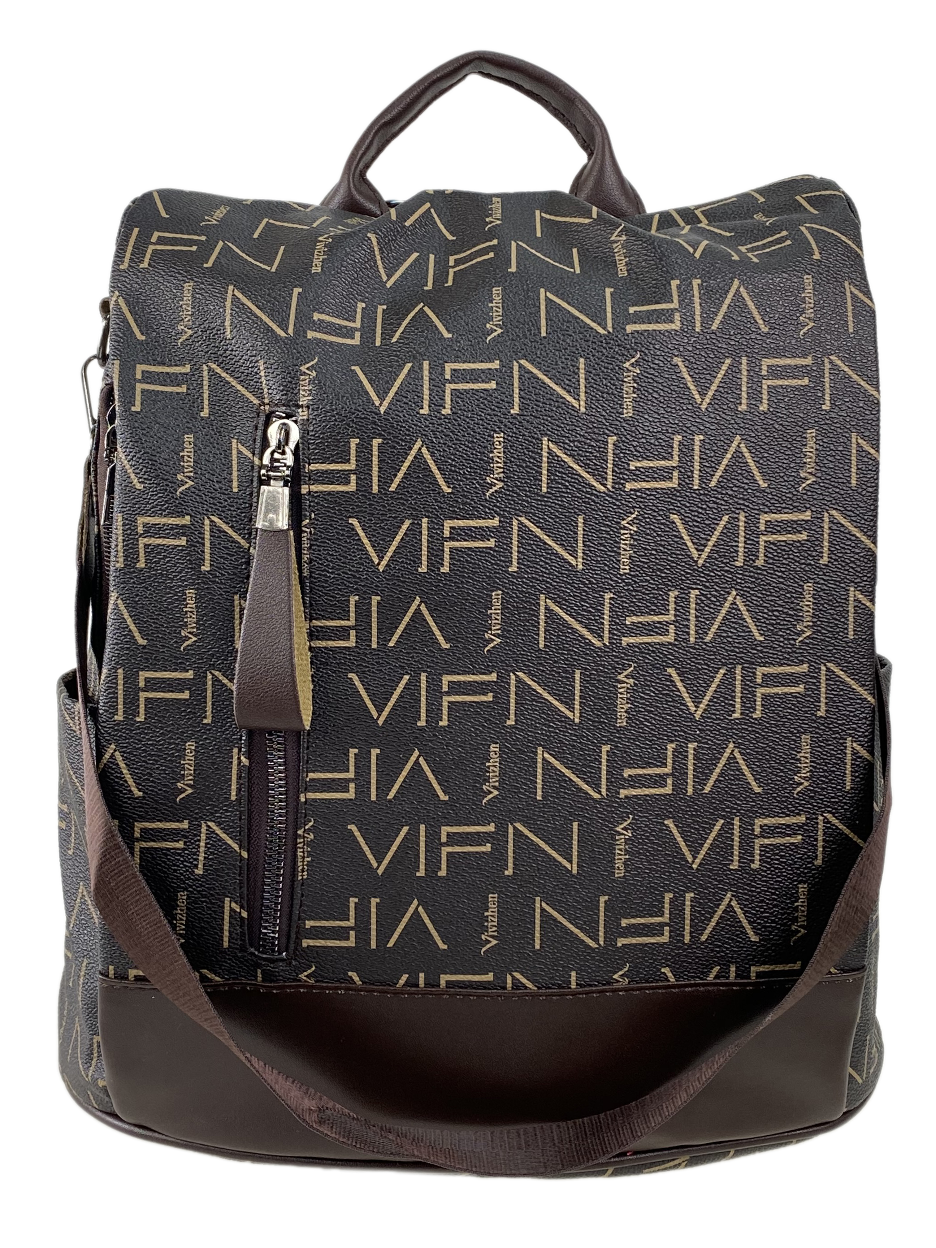 На фото 2 - Сумка-рюкзак из искусственной кожи, цвет коричневый