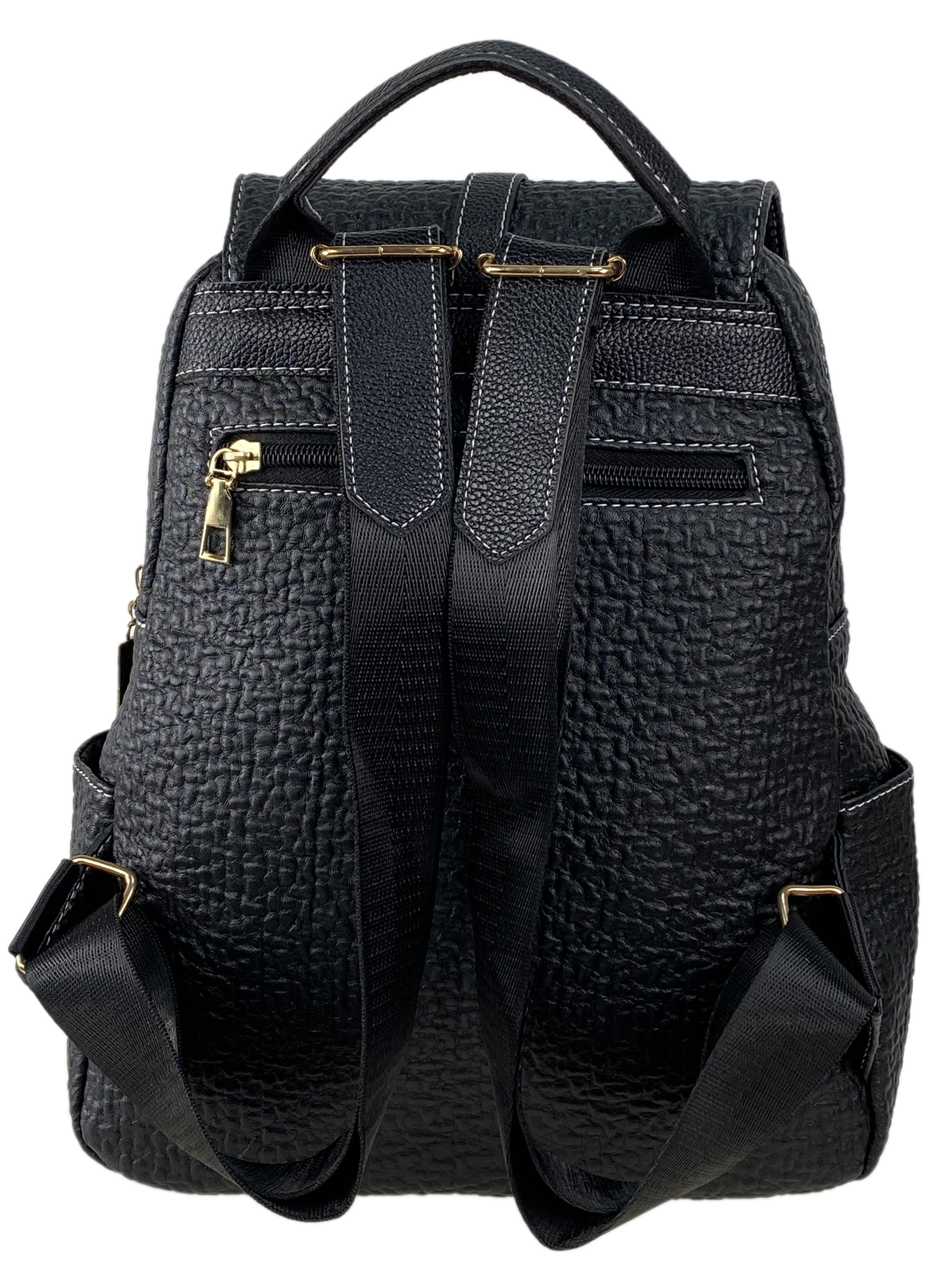 На фото 3 - Женский рюкзак из искусственной кожи, цвет черный