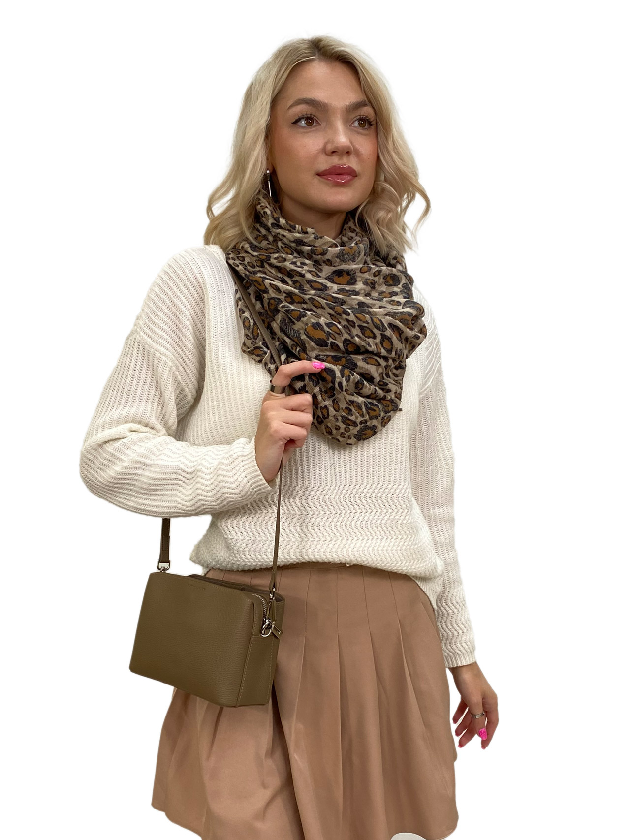 На фото 3 - Женская сумка кросс боди из натуральной кожи, цвет коричневый