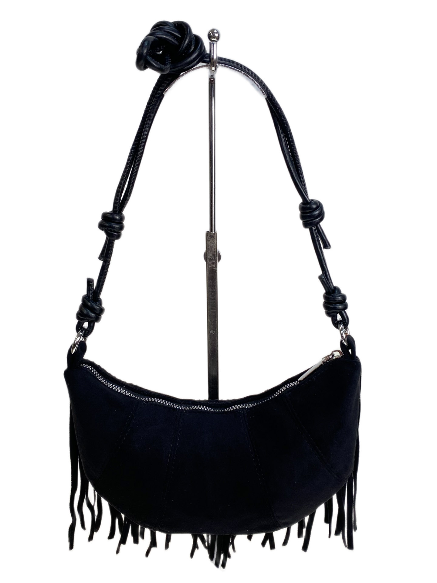 На фото 2 - Женская сумка из искусственной замши, цвет черный