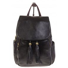 На фото 2 - Женский рюкзак из натуральной кожи черного цвета 672