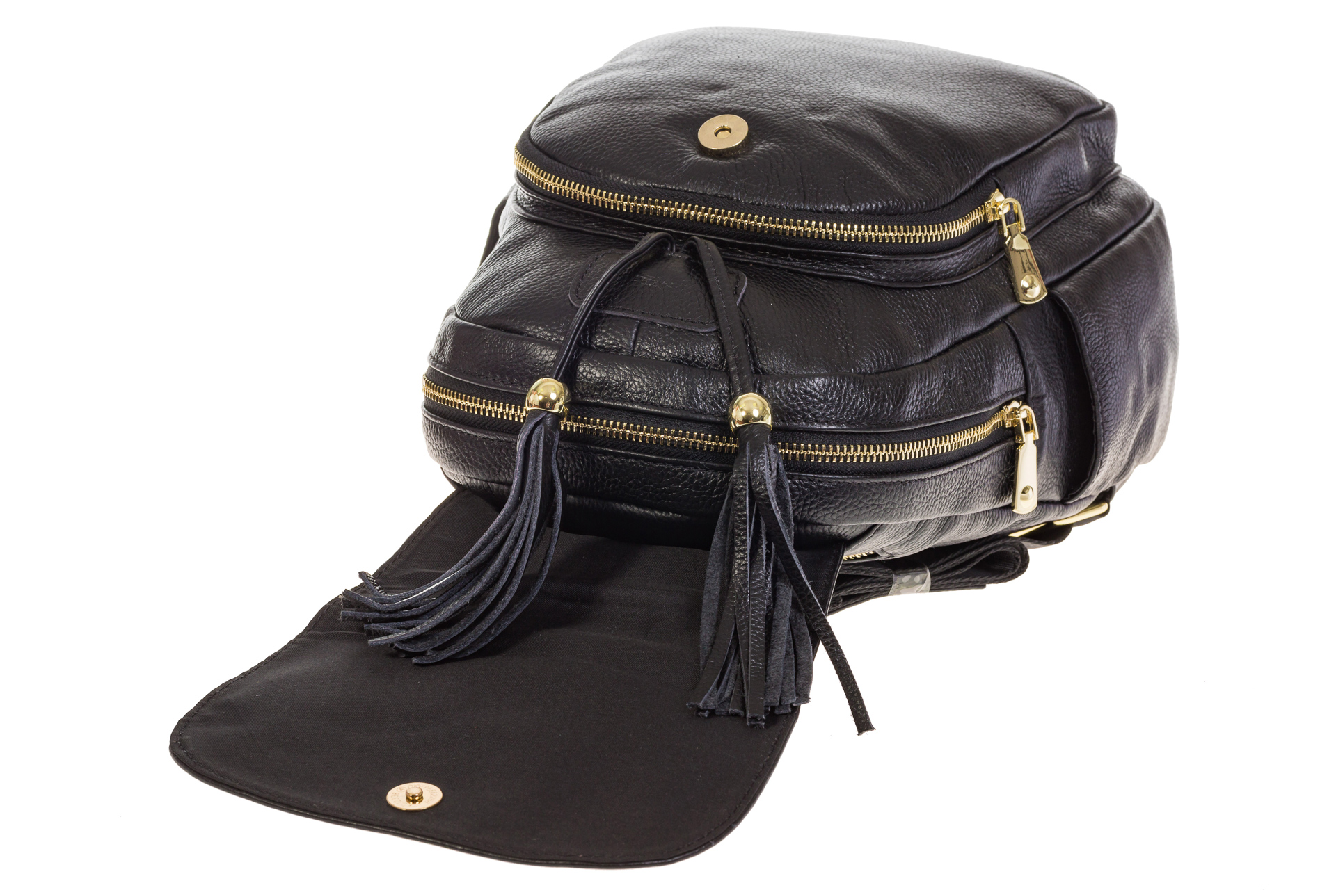 На фото 4 - Женский рюкзак из натуральной кожи черного цвета 672