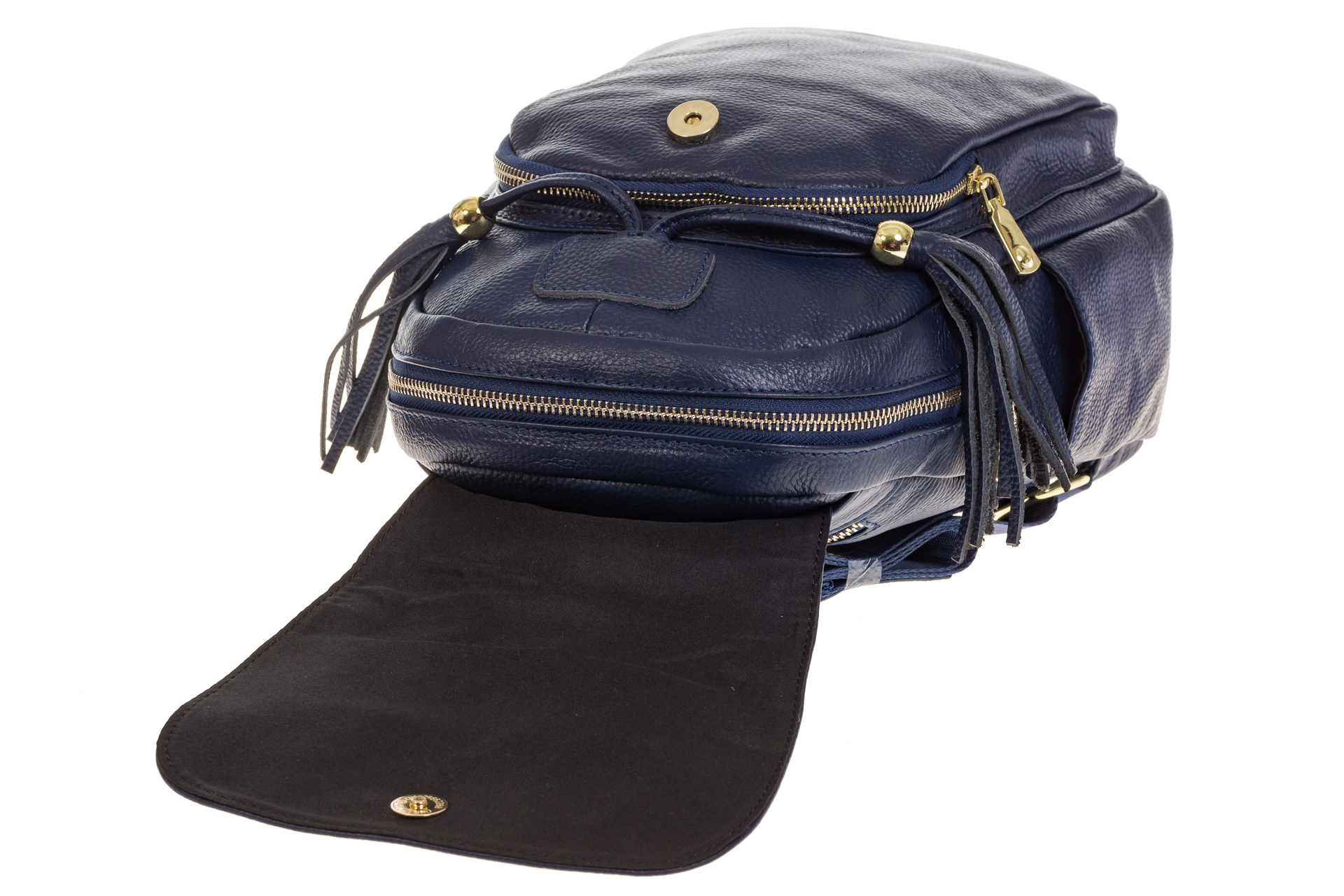 На фото 4 - Женский рюкзак из натуральной кожи синего цвета 672