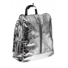 На фото 1 - Большой городской рюкзак из искусственной кожи, цвет серебро