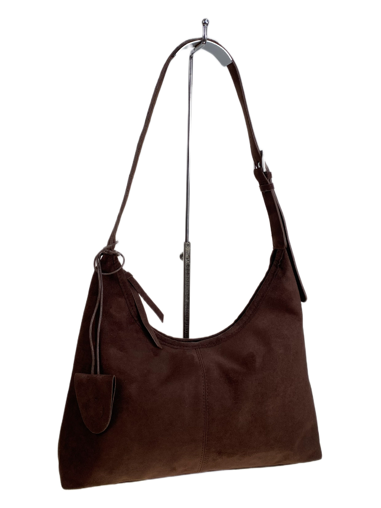 На фото 1 - Женская сумка из искусственной замши, цвет шоколад