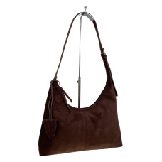 На фото 1 - Женская сумка из искусственной замши, цвет шоколад