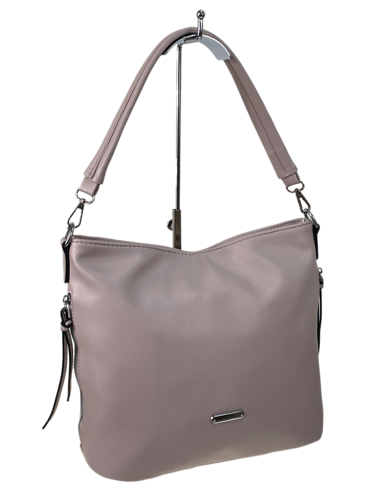 На фото 1 - Женская сумка из искусственной кожи, цвет пудра